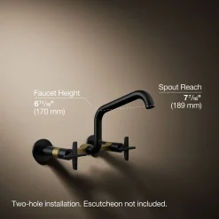 Two-hole wall-mount bridge kitchen sink faucet^Kohler Online