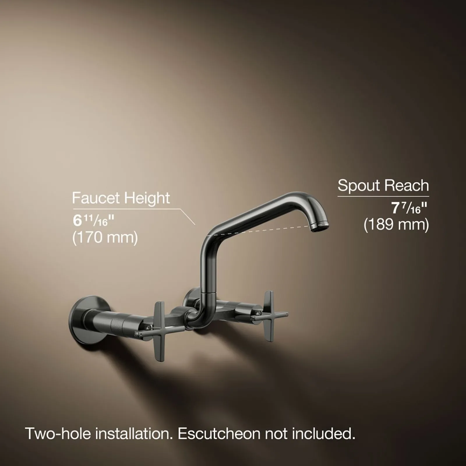 Two-hole wall-mount bridge kitchen sink faucet^Kohler Online