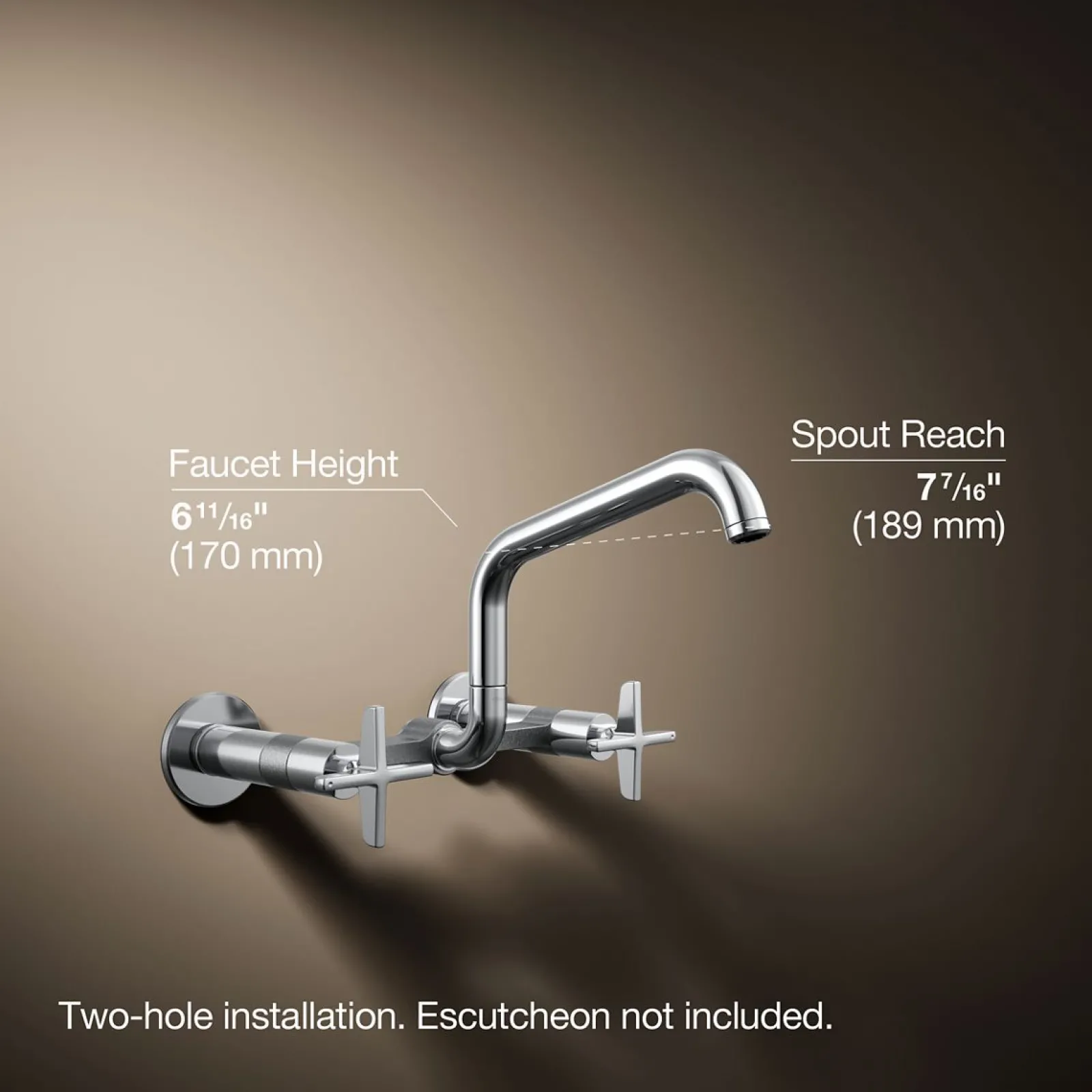 Two-hole wall-mount bridge kitchen sink faucet^Kohler Online