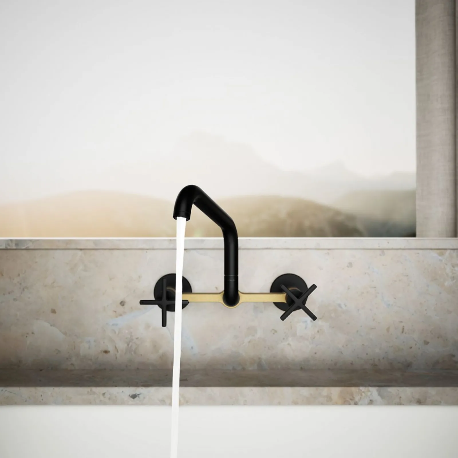 Two-hole wall-mount bridge kitchen sink faucet^Kohler Online
