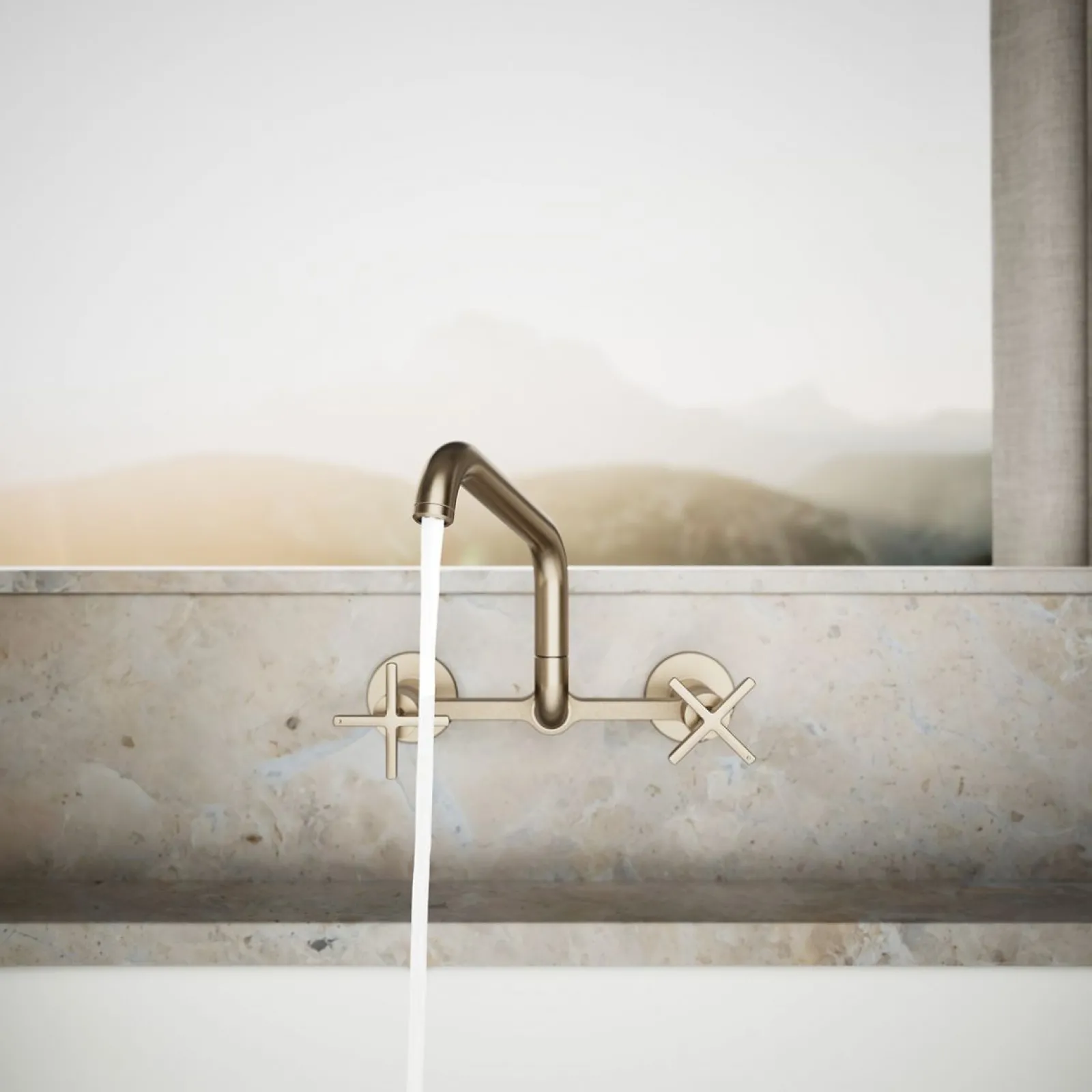 Two-hole wall-mount bridge kitchen sink faucet^Kohler Online