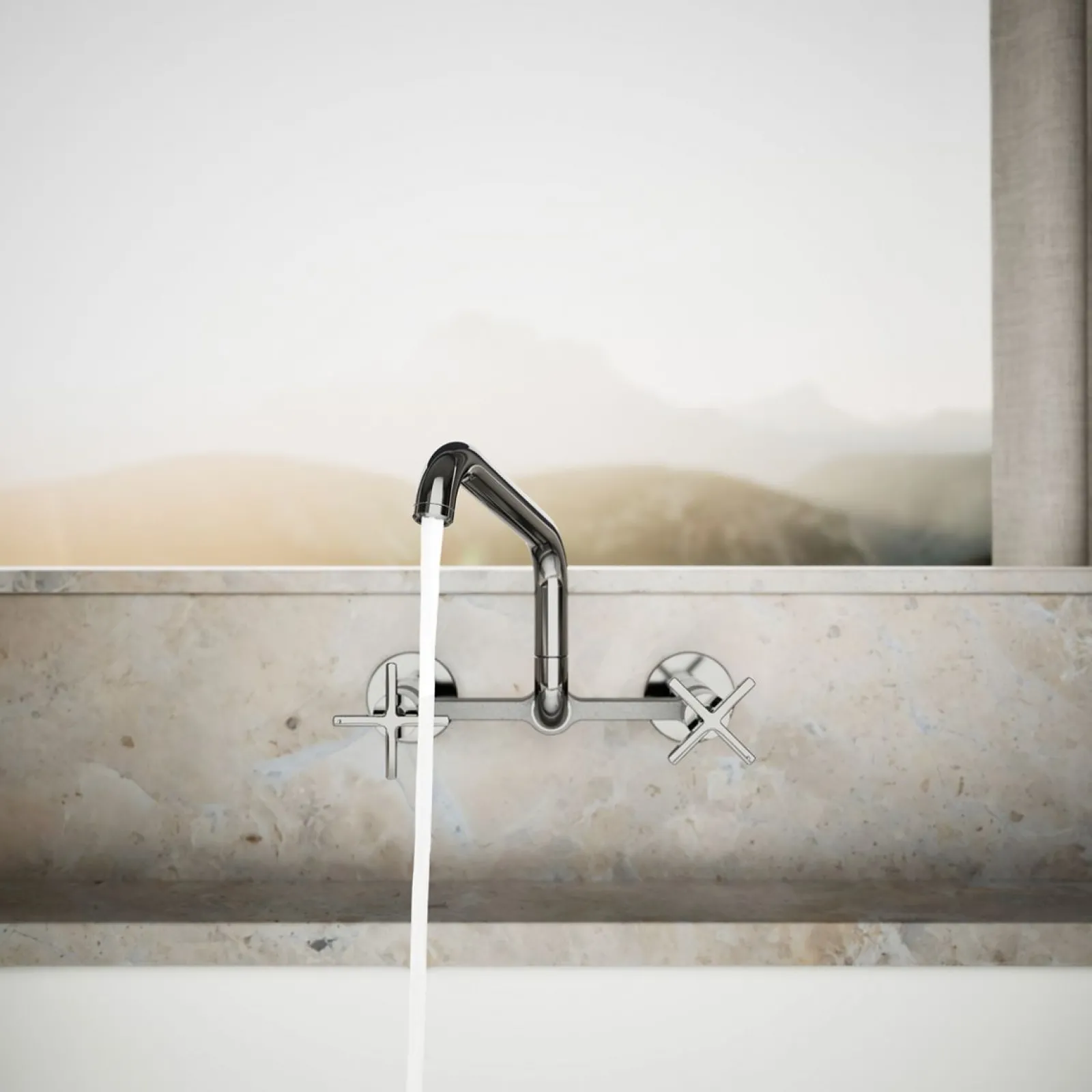 Two-hole wall-mount bridge kitchen sink faucet^Kohler Online