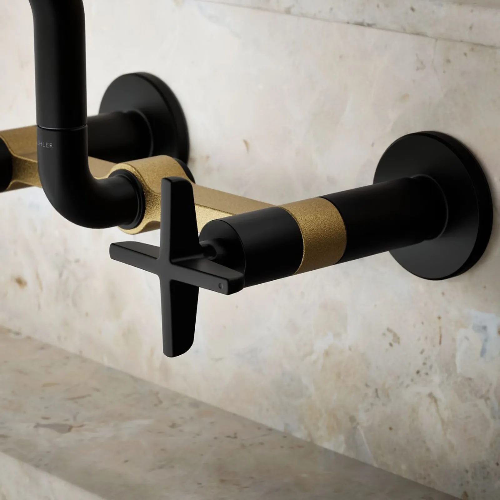 Two-hole wall-mount bridge kitchen sink faucet^Kohler Online