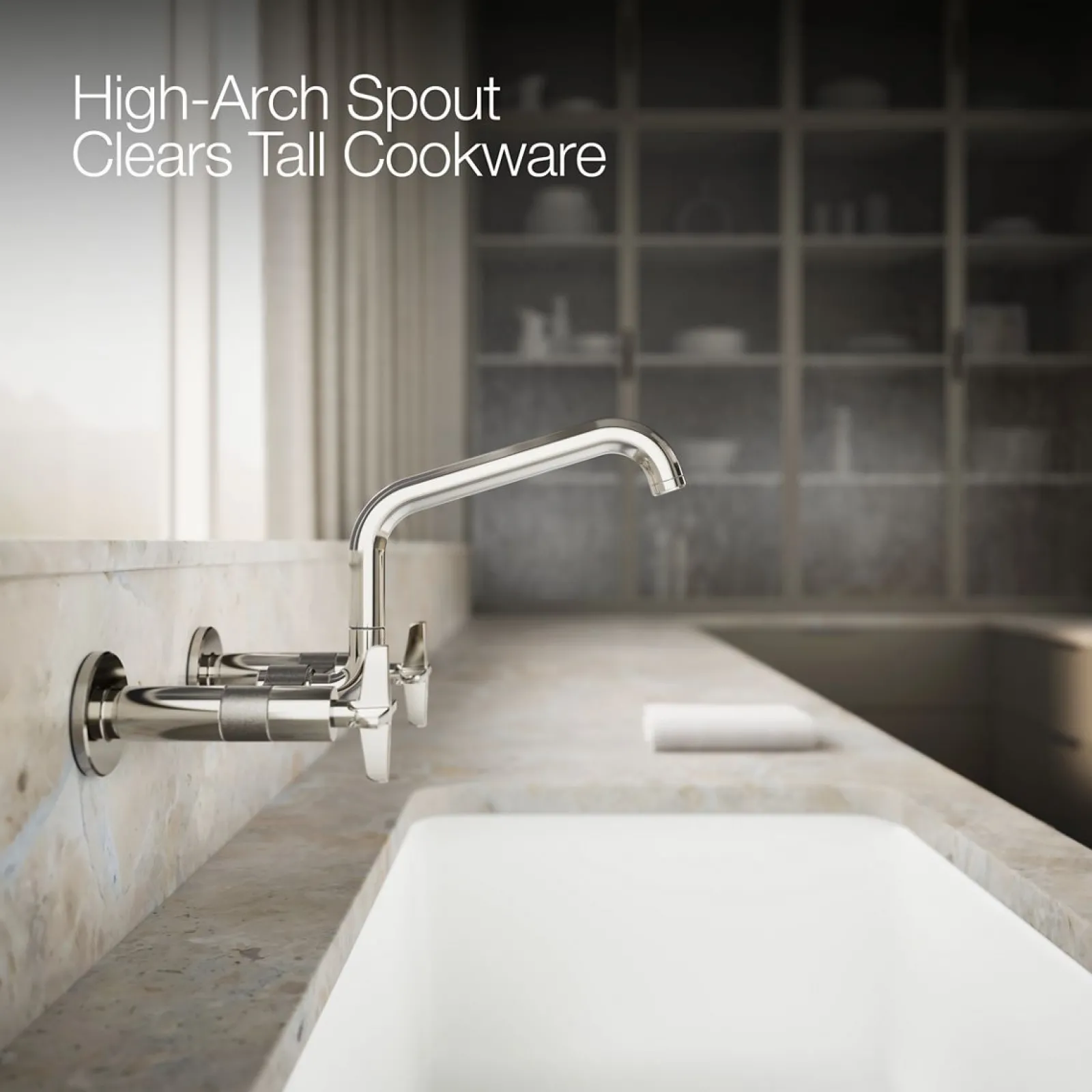 Two-hole wall-mount bridge kitchen sink faucet^Kohler Online
