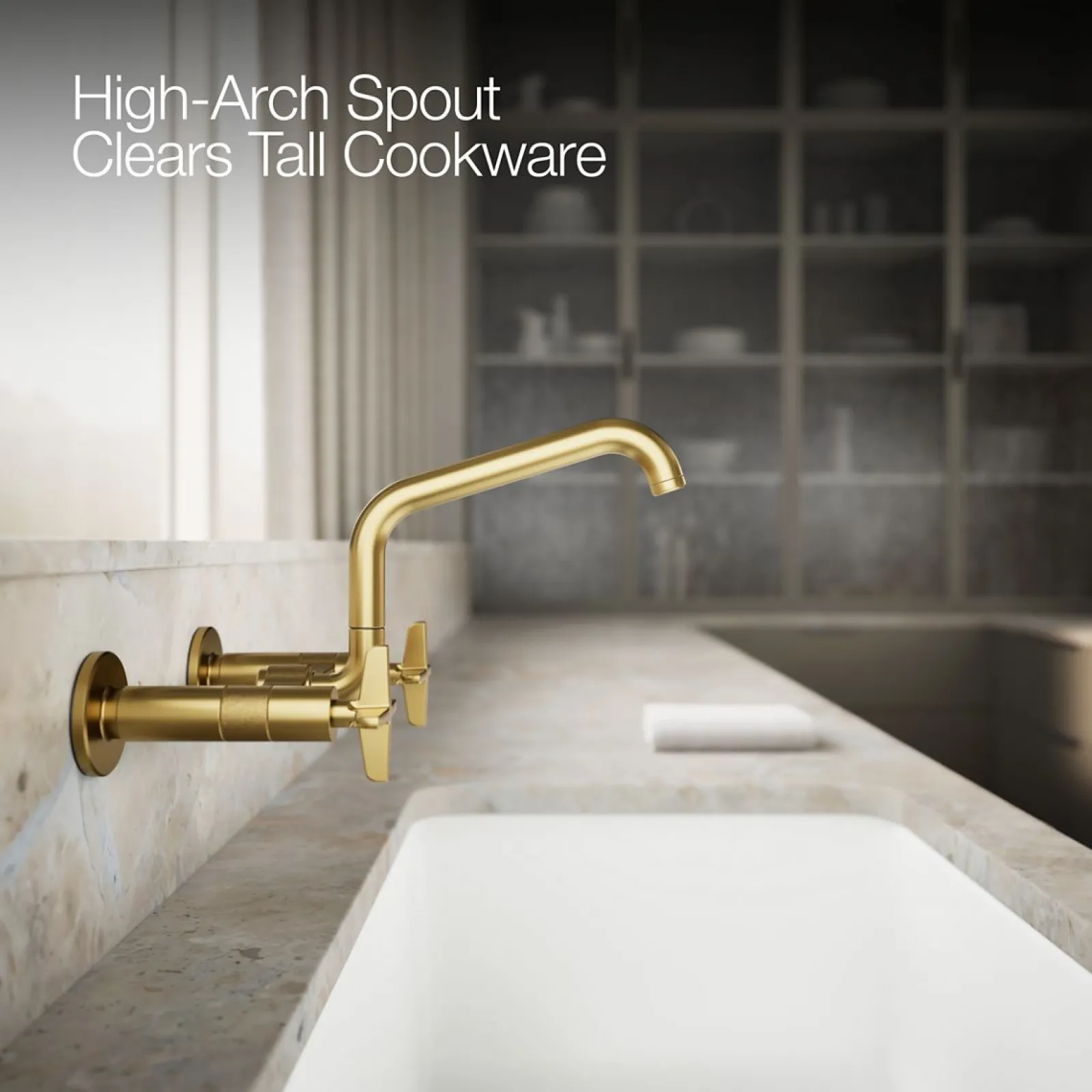 Two-hole wall-mount bridge kitchen sink faucet^Kohler Online