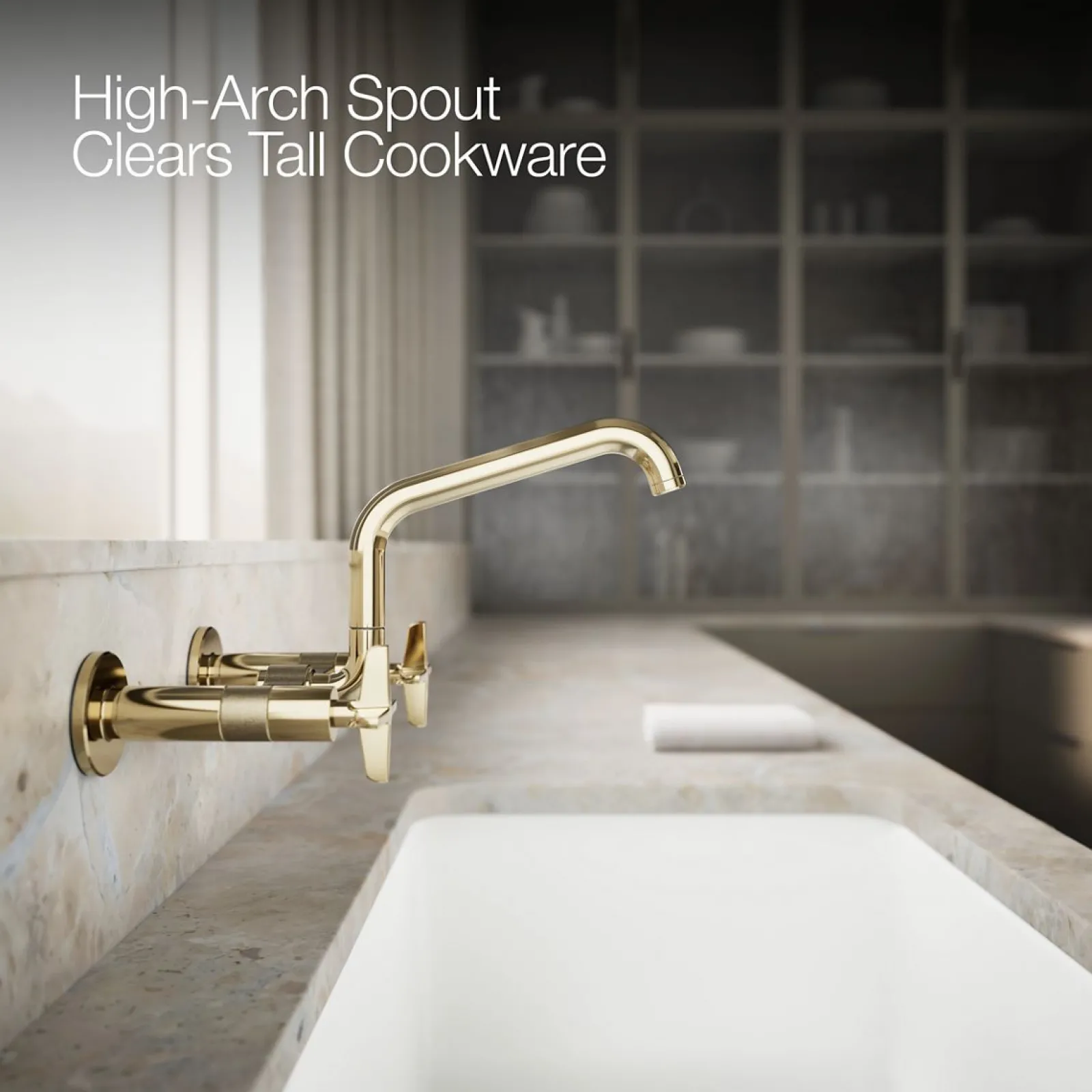 Two-hole wall-mount bridge kitchen sink faucet^Kohler Online