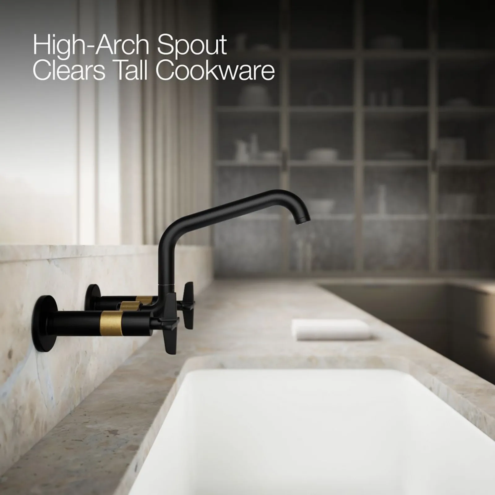 Two-hole wall-mount bridge kitchen sink faucet^Kohler Online
