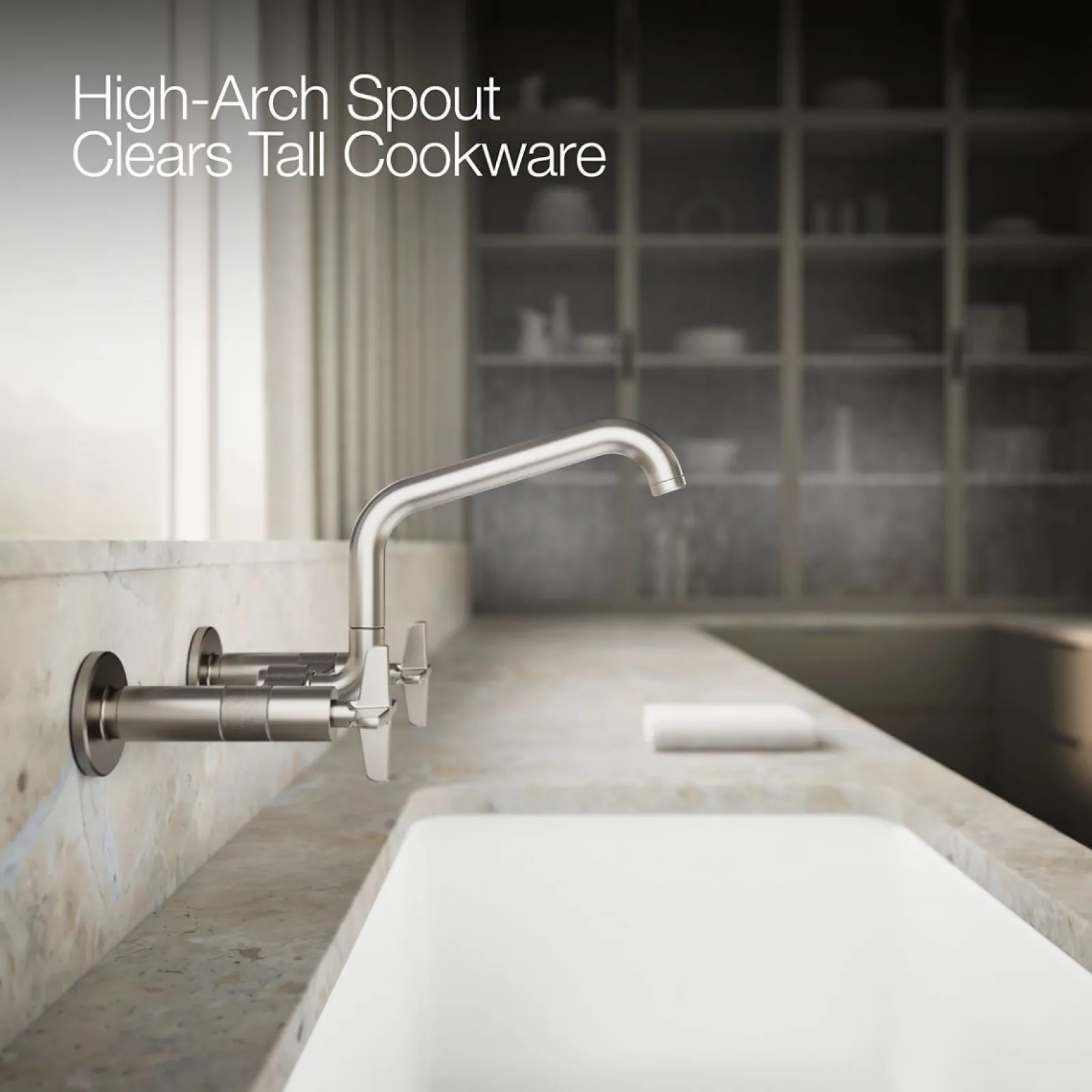 Two-hole wall-mount bridge kitchen sink faucet^Kohler Online