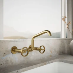 Two-hole wall-mount bridge kitchen sink faucet^Kohler New