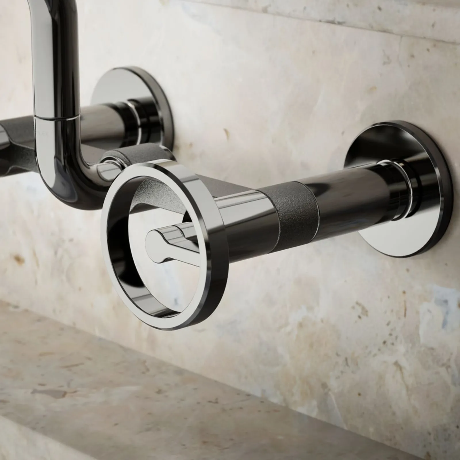 Two-hole wall-mount bridge kitchen sink faucet^Kohler New