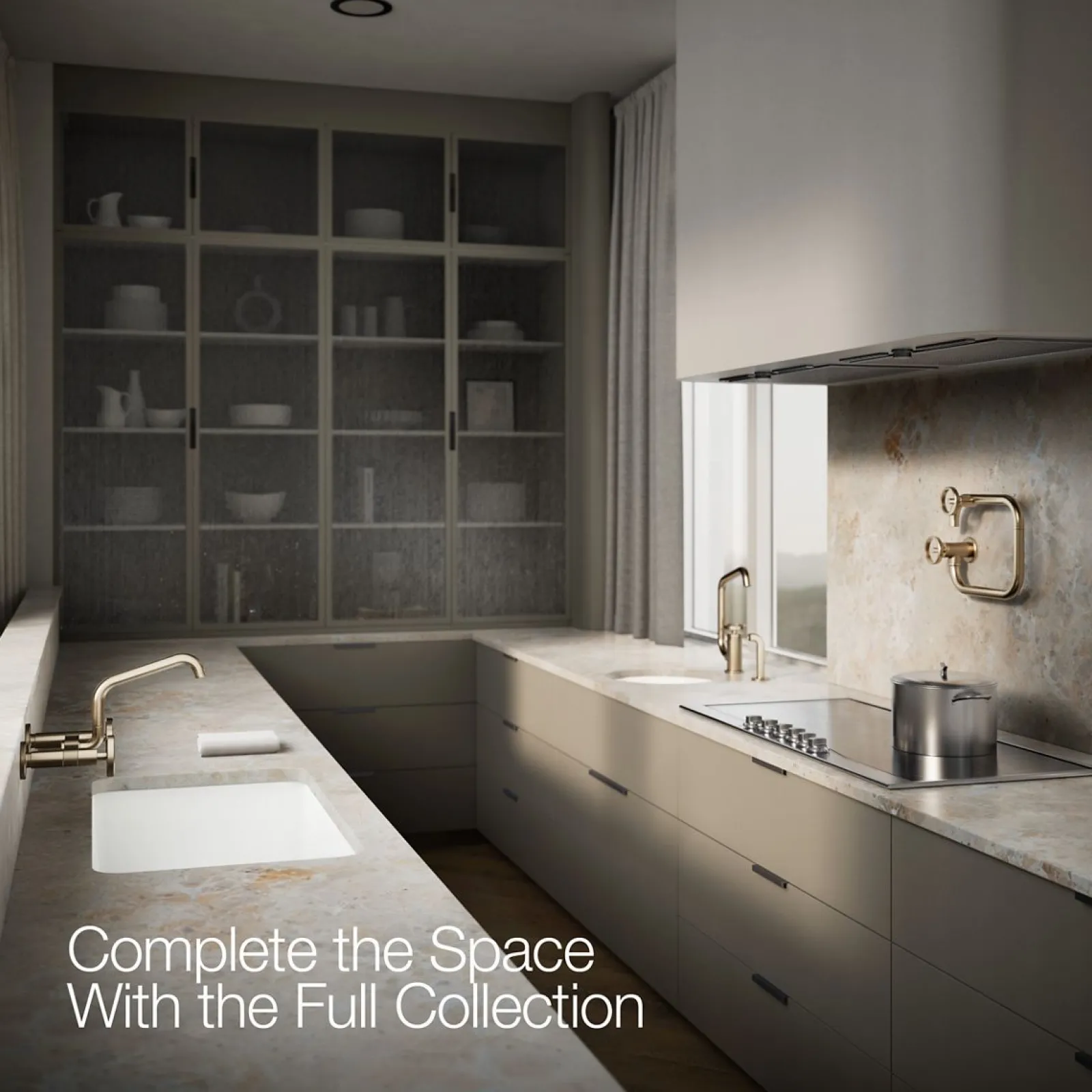 Two-hole wall-mount bridge kitchen sink faucet^Kohler New
