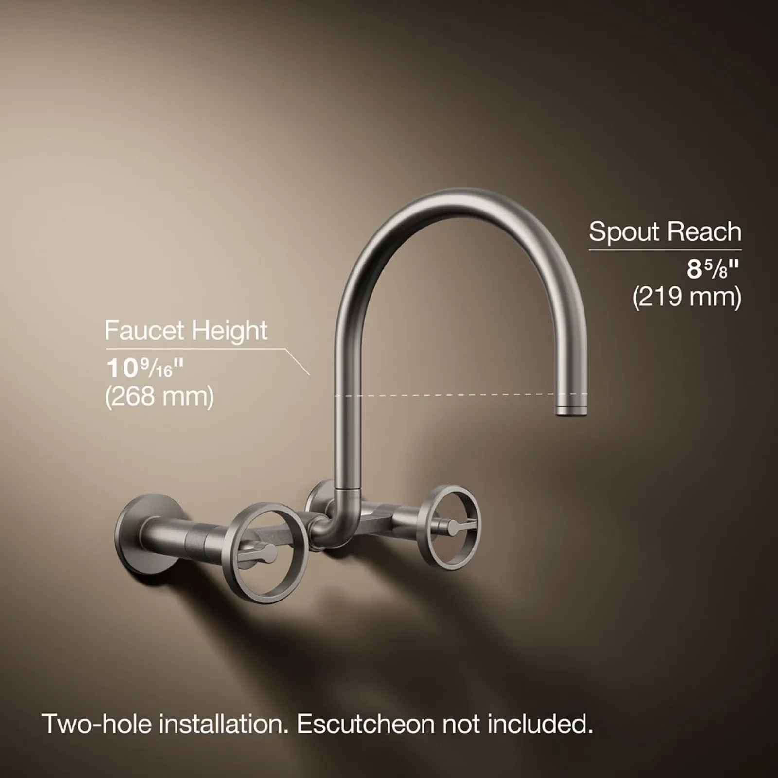 Two-hole wall-mount bridge kitchen sink faucet^Kohler Hot
