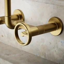 Two-hole wall-mount bridge kitchen sink faucet^Kohler Hot
