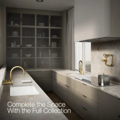 Two-hole wall-mount bridge kitchen sink faucet^Kohler Hot