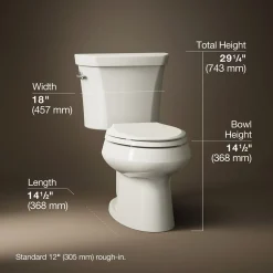Two-piece elongated toilet, dual-flush^Kohler Clearance