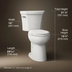 Two-piece elongated toilet, 1.6 gpf^Kohler