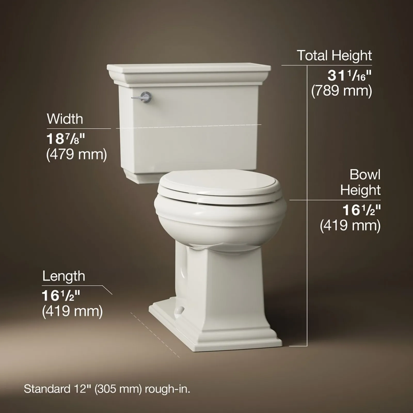 Two-piece elongated toilet, 1.28 gpf^Kohler Discount