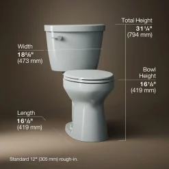 Two-piece elongated toilet, 1.28 gpf^Kohler Hot