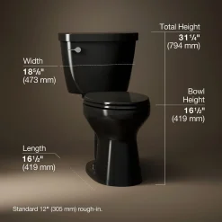 Two-piece elongated toilet, 1.6 gpf^Kohler New