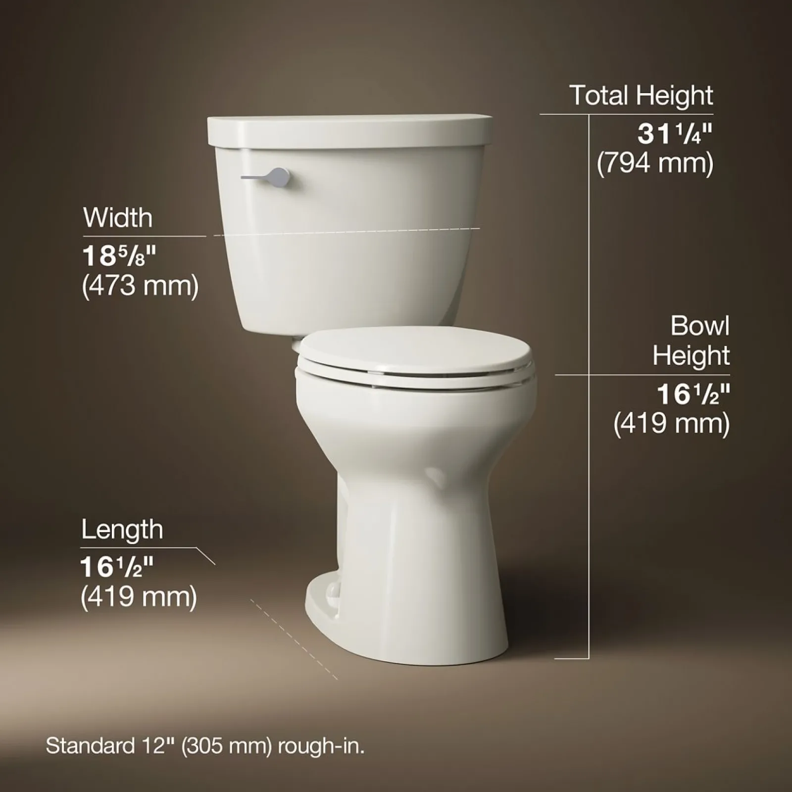 Two-piece elongated toilet, 1.6 gpf^Kohler New