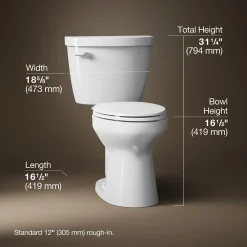 Two-piece elongated toilet, 1.6 gpf^Kohler New