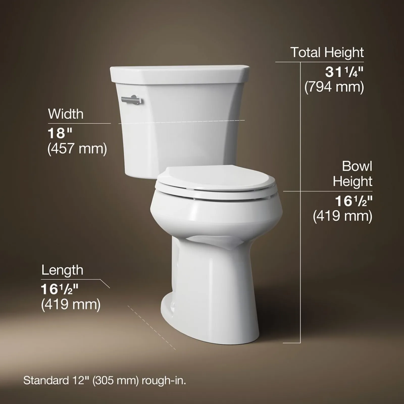 Two-piece elongated toilet, 1.0 gpf^Kohler
