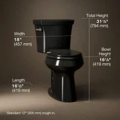 Two-piece elongated toilet, 1.0 gpf^Kohler