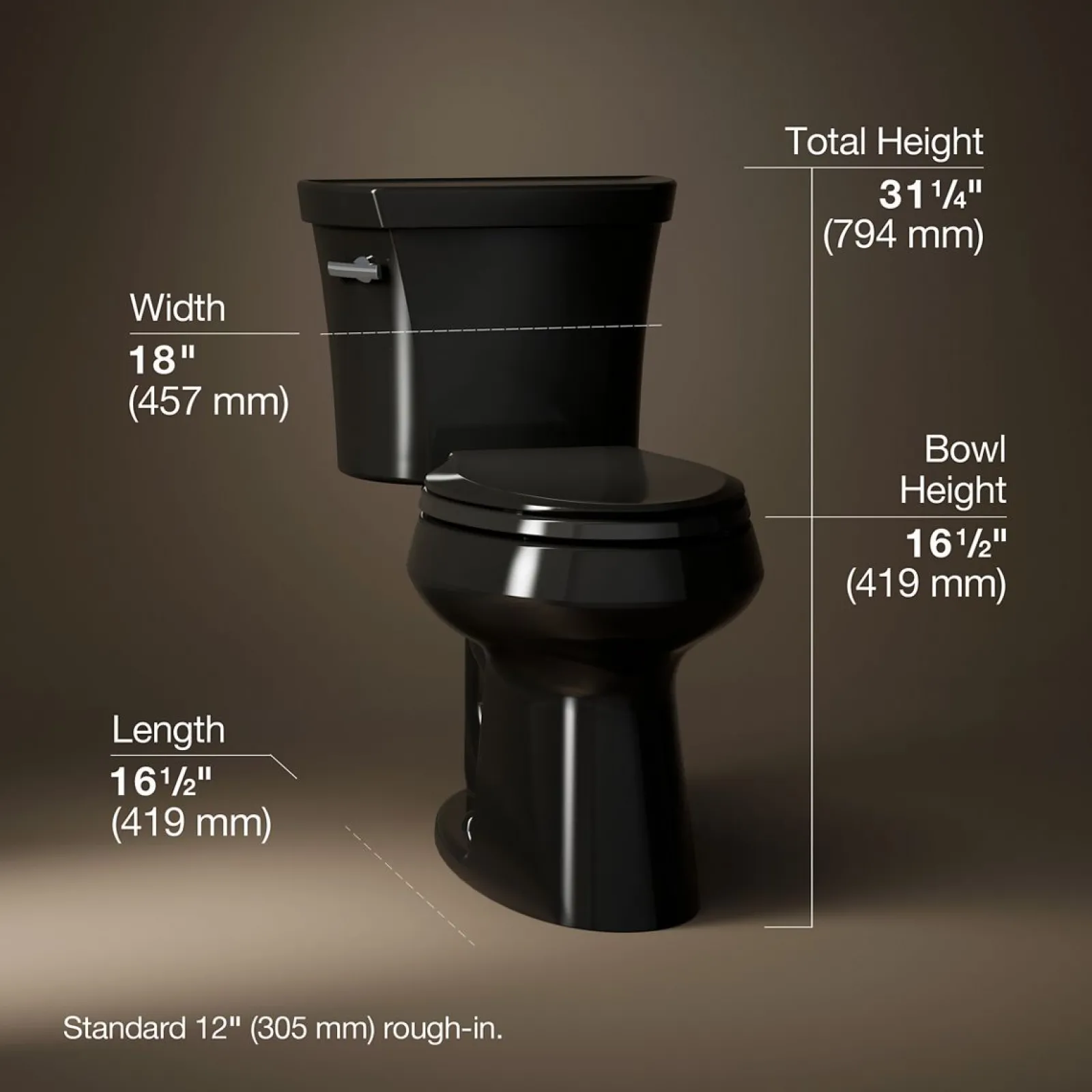 Two-piece elongated toilet, 1.0 gpf^Kohler