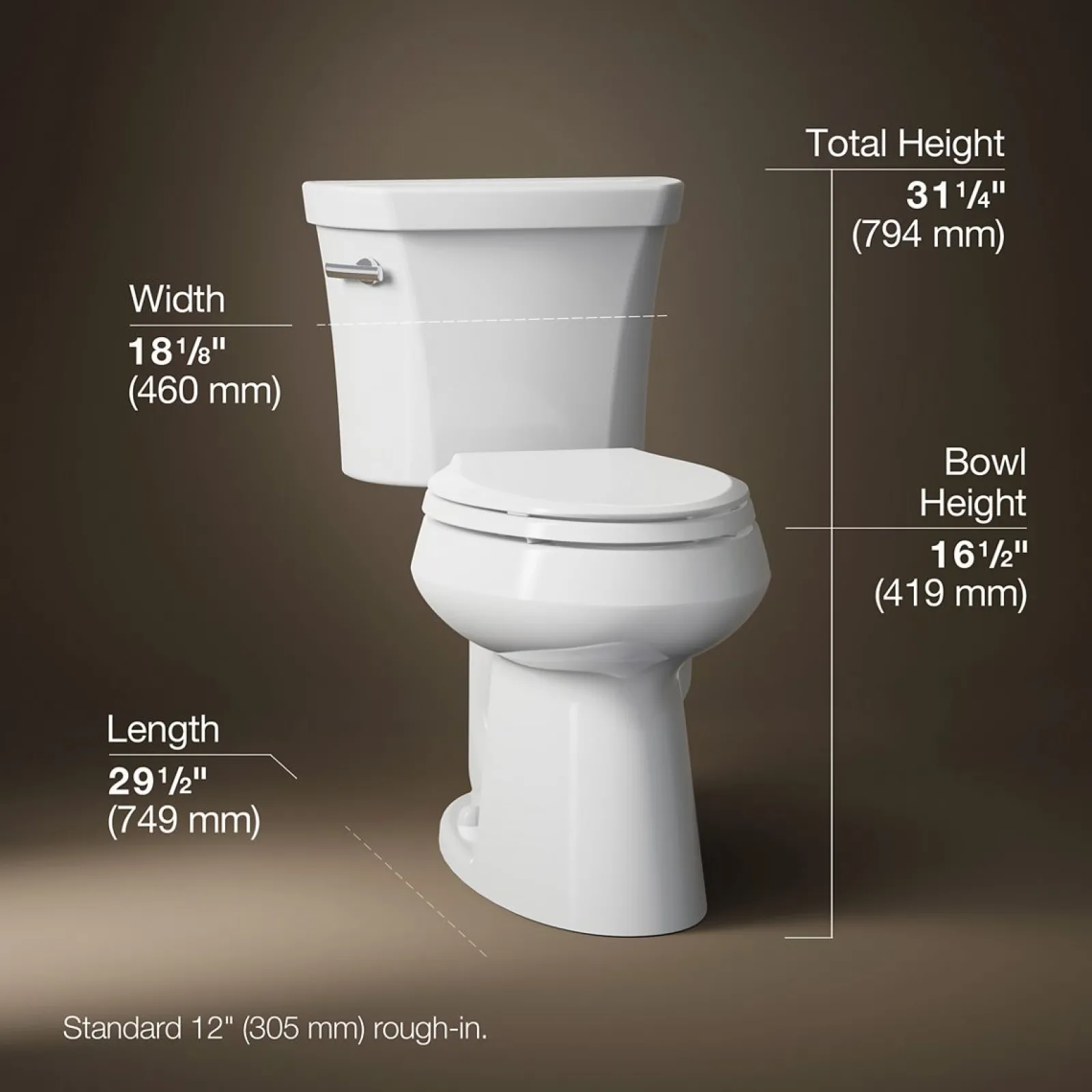 Two-piece elongated toilet, 1.28 gpf^Kohler New
