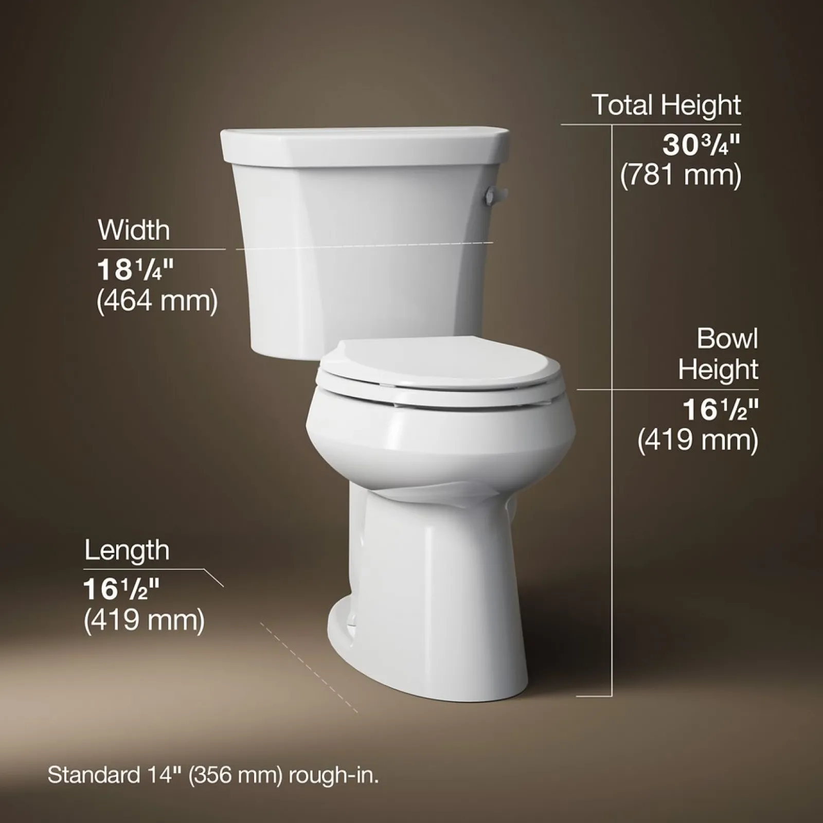 Two-piece elongated toilet, 1.28 gpf^Kohler New