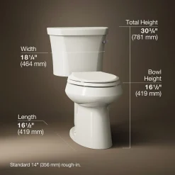 Two-piece elongated toilet, 1.28 gpf^Kohler New