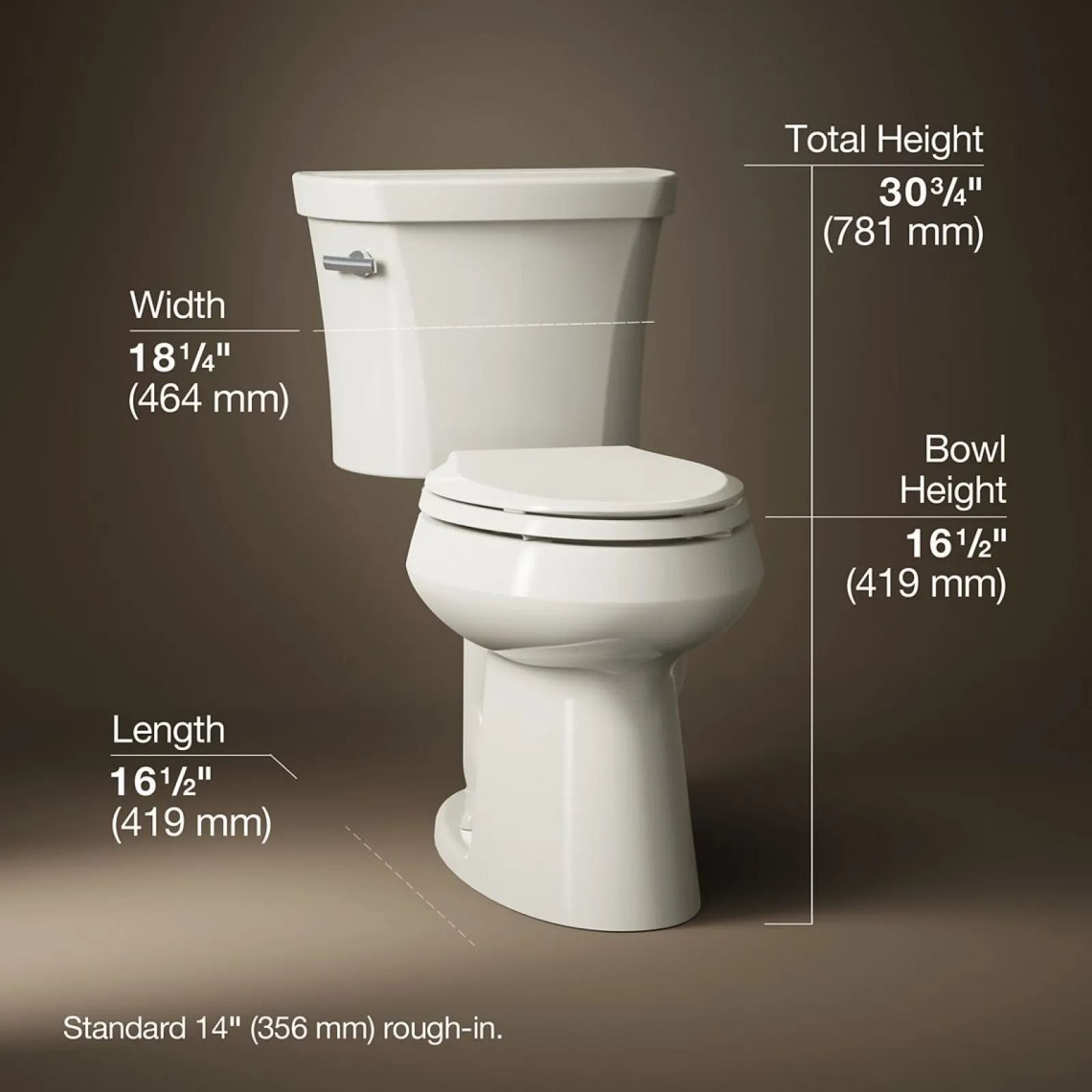 Two-piece elongated toilet, 1.28 gpf^Kohler Hot