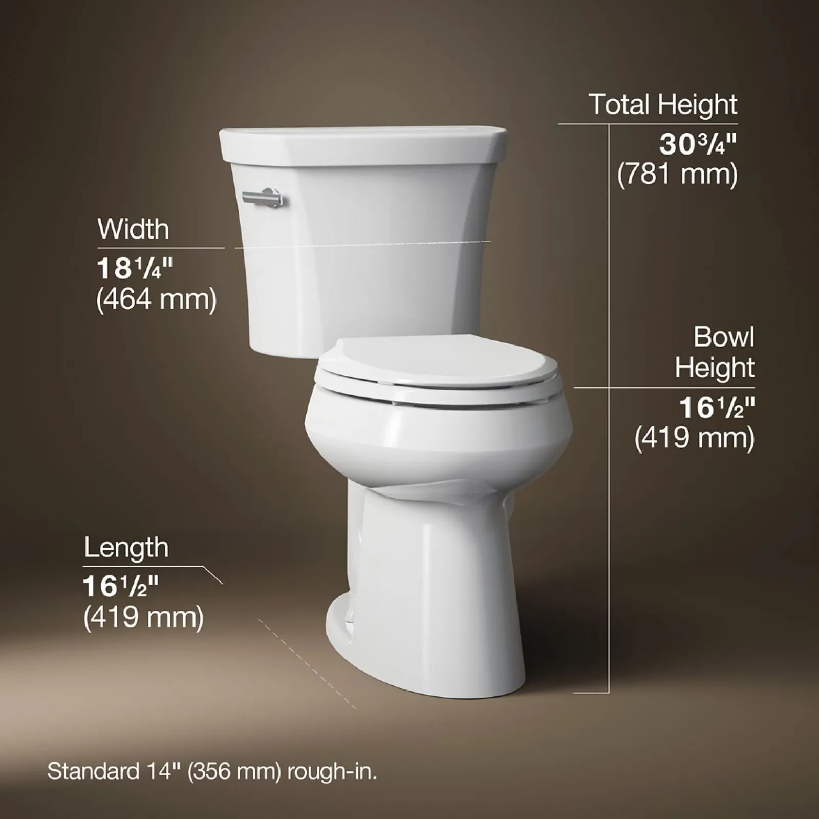 Two-piece elongated toilet, 1.28 gpf^Kohler Hot