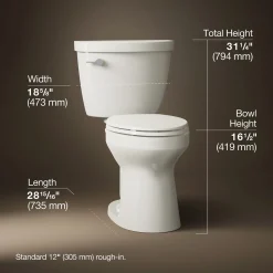 Two-piece elongated toilet, 1.6 gpf^Kohler