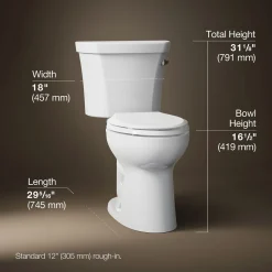 Two-piece elongated toilet, 1.28 gpf^Kohler Discount