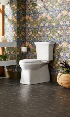 Two-piece elongated toilet with skirted trapway, 1.28 gpf^Kohler Best