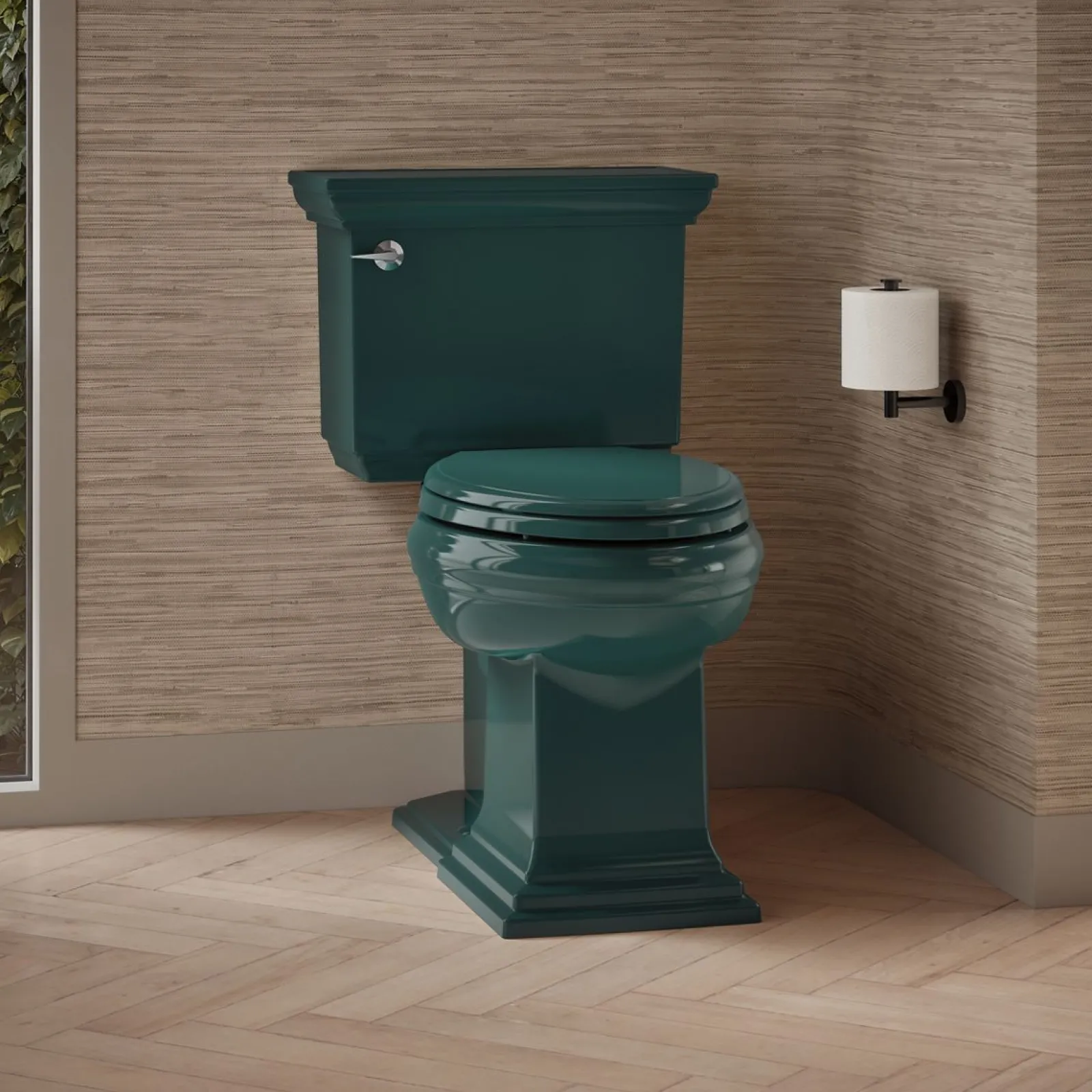 Two-piece elongated toilet with concealed trapway, 1.28 gpf^Kohler Hot