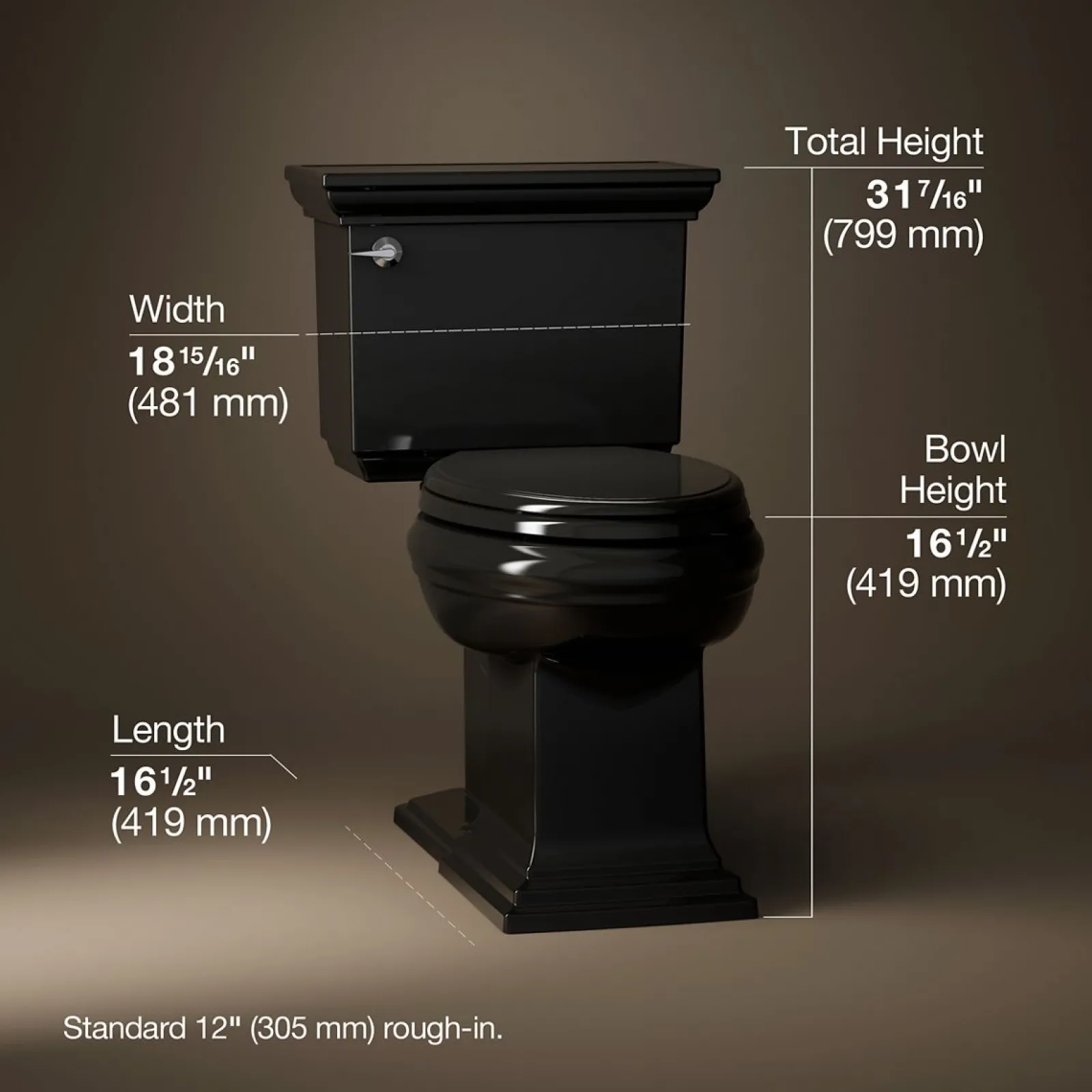 Two-piece elongated toilet with concealed trapway, 1.28 gpf^Kohler Hot