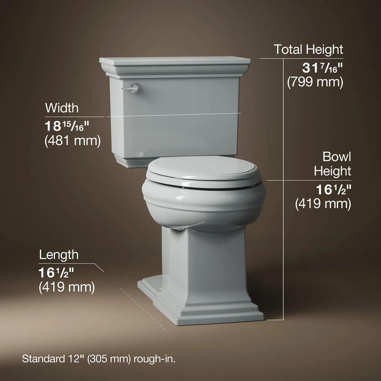 Two-piece elongated toilet with concealed trapway, 1.28 gpf^Kohler Hot