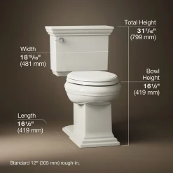 Two-piece elongated toilet with concealed trapway, 1.28 gpf^Kohler Hot