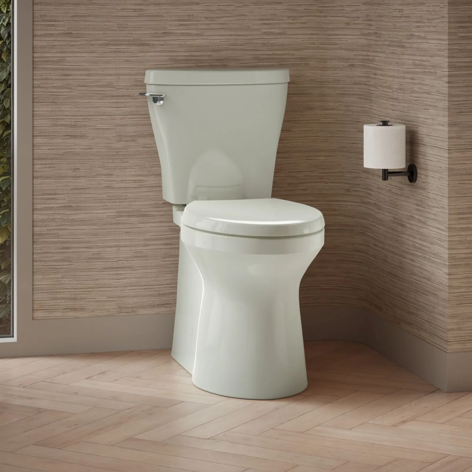Two-piece elongated toilet with skirted trapway, 1.28 gpf^Kohler Clearance