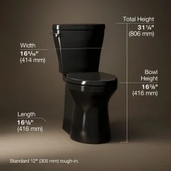 Two-piece elongated toilet with skirted trapway, 1.28 gpf^Kohler Clearance