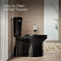 Two-piece elongated toilet with skirted trapway, 1.28 gpf^Kohler Clearance
