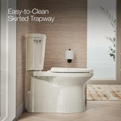 Two-piece elongated toilet with skirted trapway, 1.28 gpf^Kohler Clearance