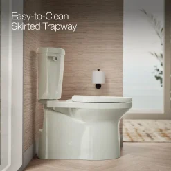Two-piece elongated toilet with skirted trapway, 1.28 gpf^Kohler Clearance