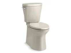 Two-piece elongated toilet with skirted trapway, 1.28 gpf^Kohler Clearance