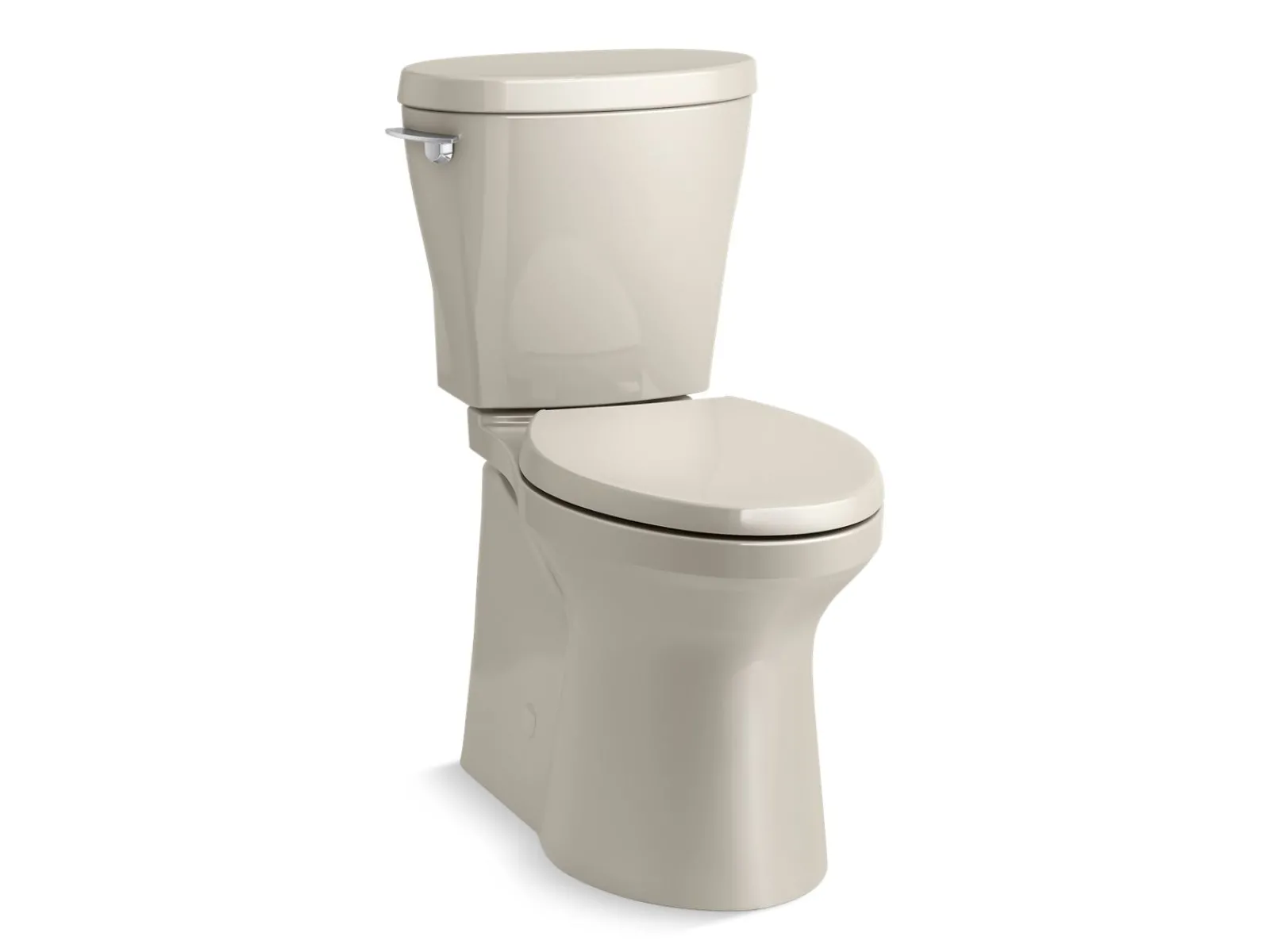 Two-piece elongated toilet with skirted trapway, 1.28 gpf^Kohler Clearance