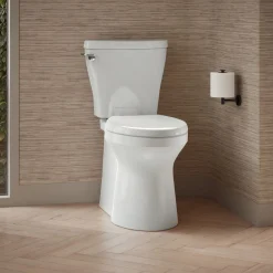 Two-piece elongated toilet with skirted trapway, 1.28 gpf^Kohler Clearance