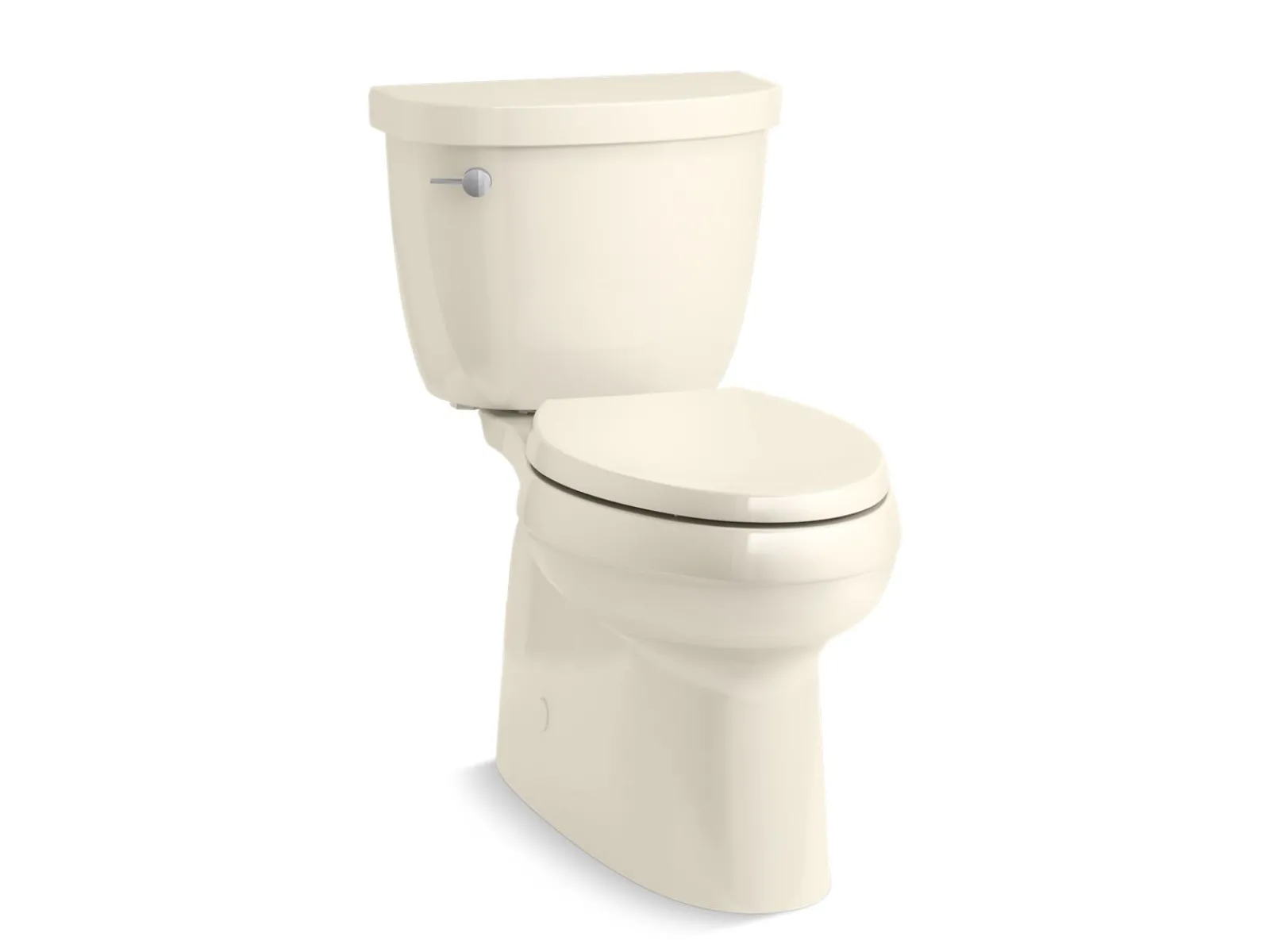 Two-piece elongated toilet with skirted trapway, 1.28 gpf^Kohler