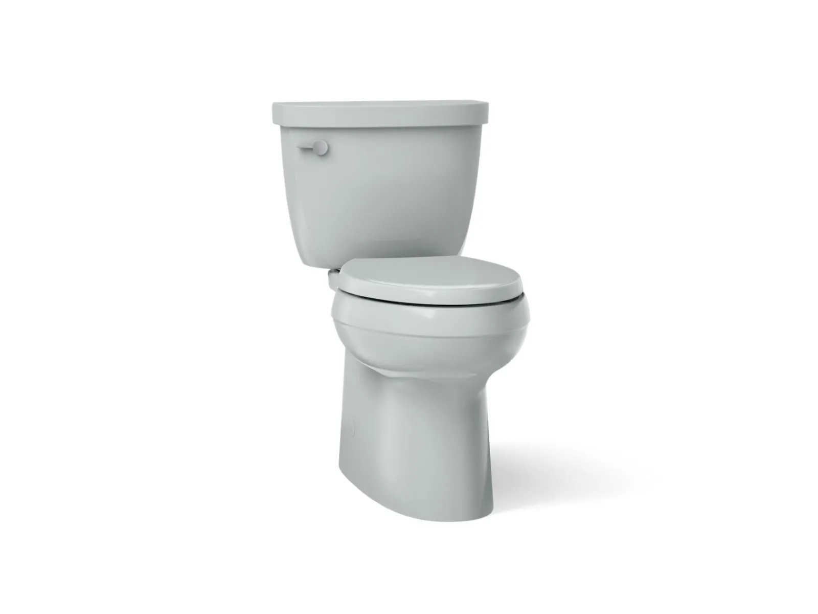 Two-piece elongated toilet with skirted trapway, 1.28 gpf^Kohler
